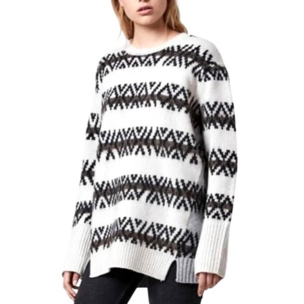 All Saints Catalina Jumper Sweater Women XS Ivory‎ Gray Wool Alpaca Knit Nordic